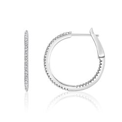 Sterling Silver and CZ Inside/Outside Round Hoops